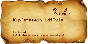 Kupferstein Lívia névjegykártya