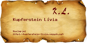 Kupferstein Lívia névjegykártya